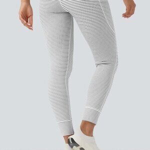 High Waisted Drawstring Striped Yoga Leggings with Pockets NWT Sz 16/XL